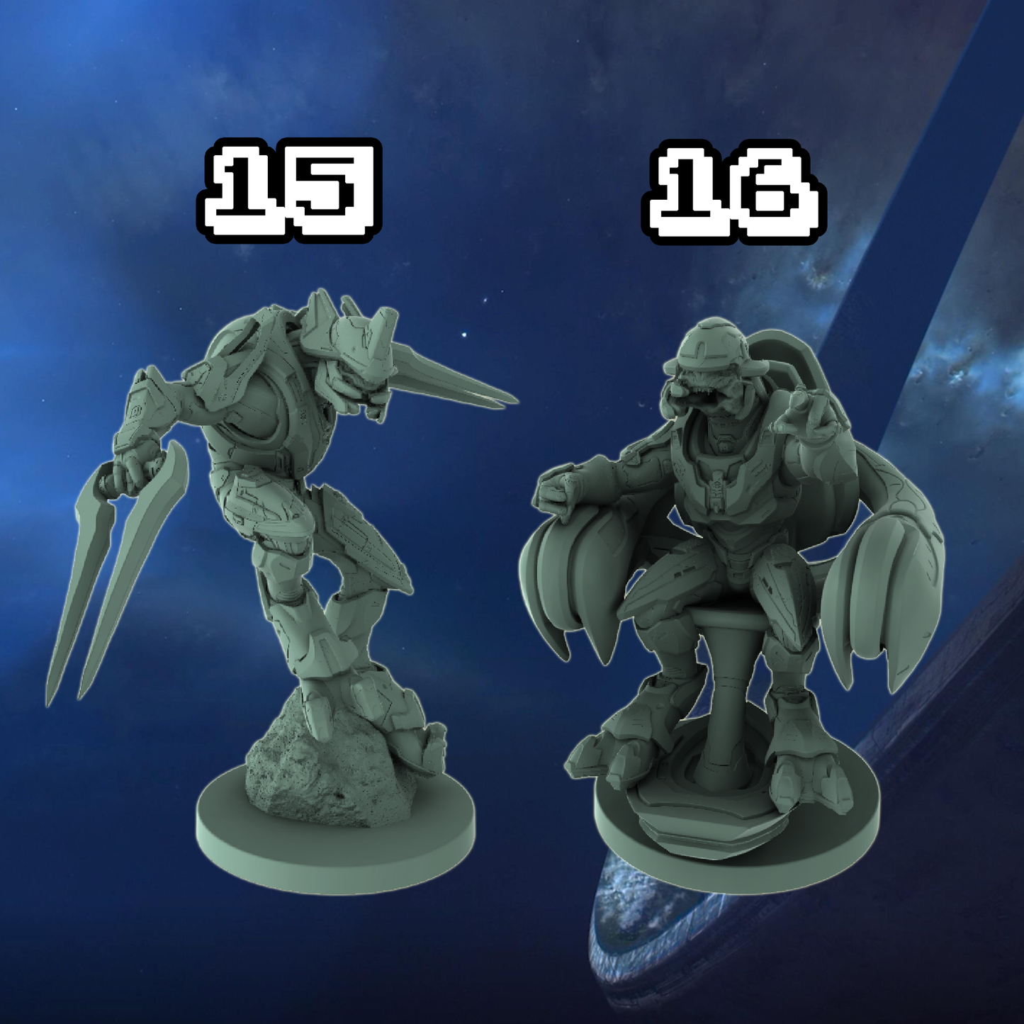 Halo Elite Covenant Miniatures 1:48 Scale Miniatures for Flashpoint and Tabletop- Galactic Armory - Sci-Fi Wargaming Figures