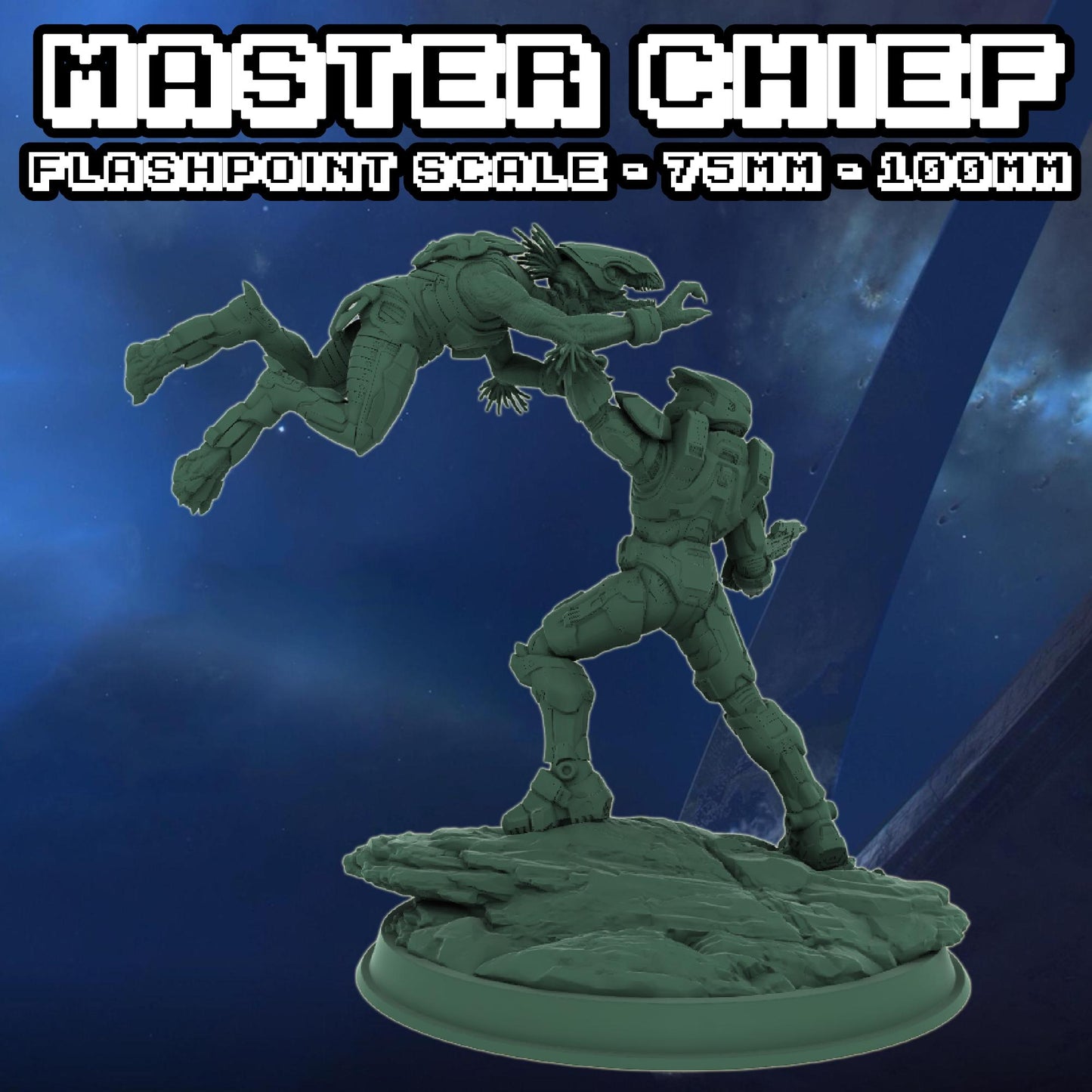 Master Chief Doom Pose Miniature for Flashpoint/Tabletop/Statue - Galactic Armory - Halo Infinite Sci-Fi Wargaming Figures