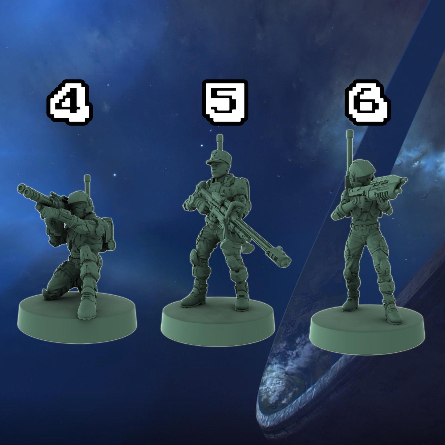 Halo UNSC Marine Miniatures 1:48 Scale Miniatures for Flashpoint and Tabletop- Galactic Armory - Sci-Fi Wargaming Figures