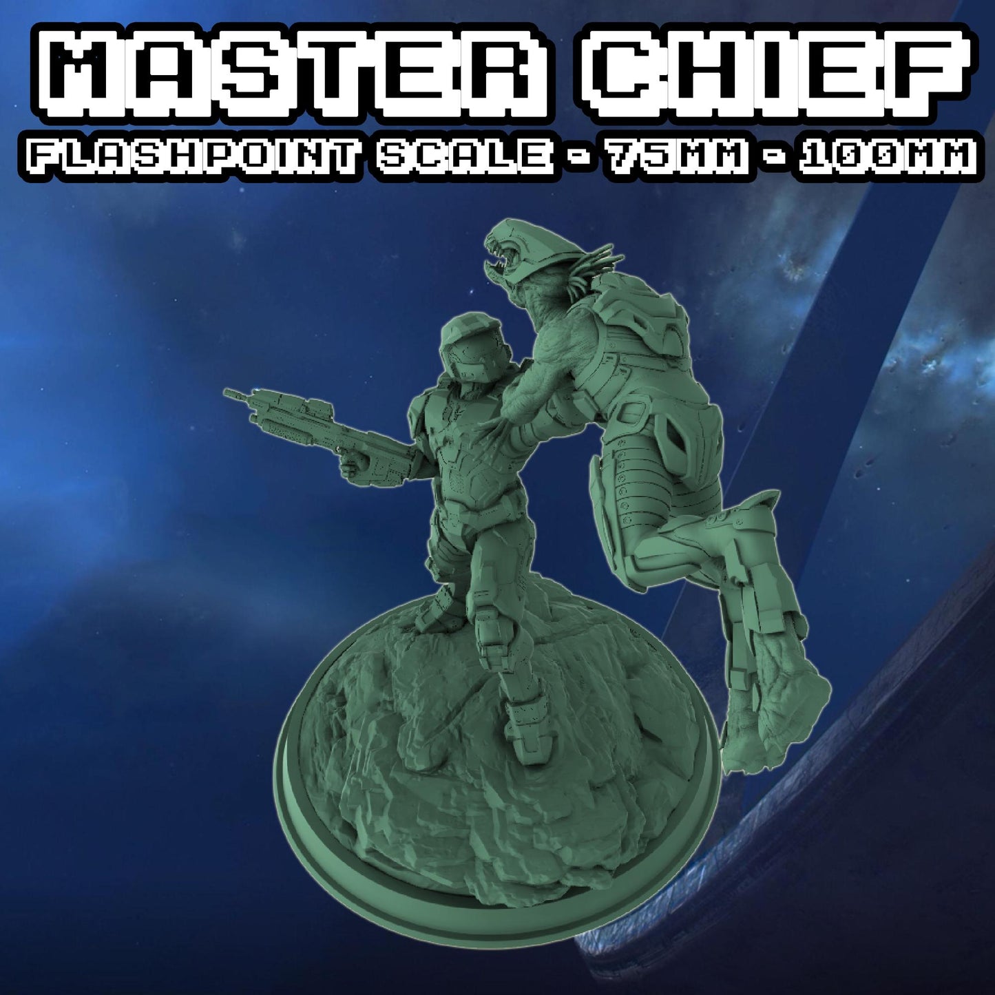 Master Chief Doom Pose Miniature for Flashpoint/Tabletop/Statue - Galactic Armory - Halo Infinite Sci-Fi Wargaming Figures