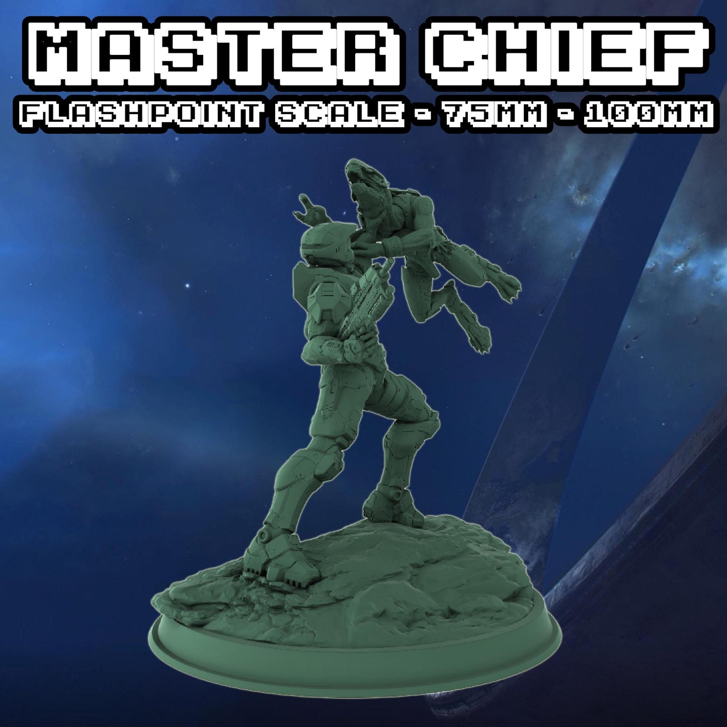Master Chief Doom Pose Miniature for Flashpoint/Tabletop/Statue - Galactic Armory - Halo Infinite Sci-Fi Wargaming Figures