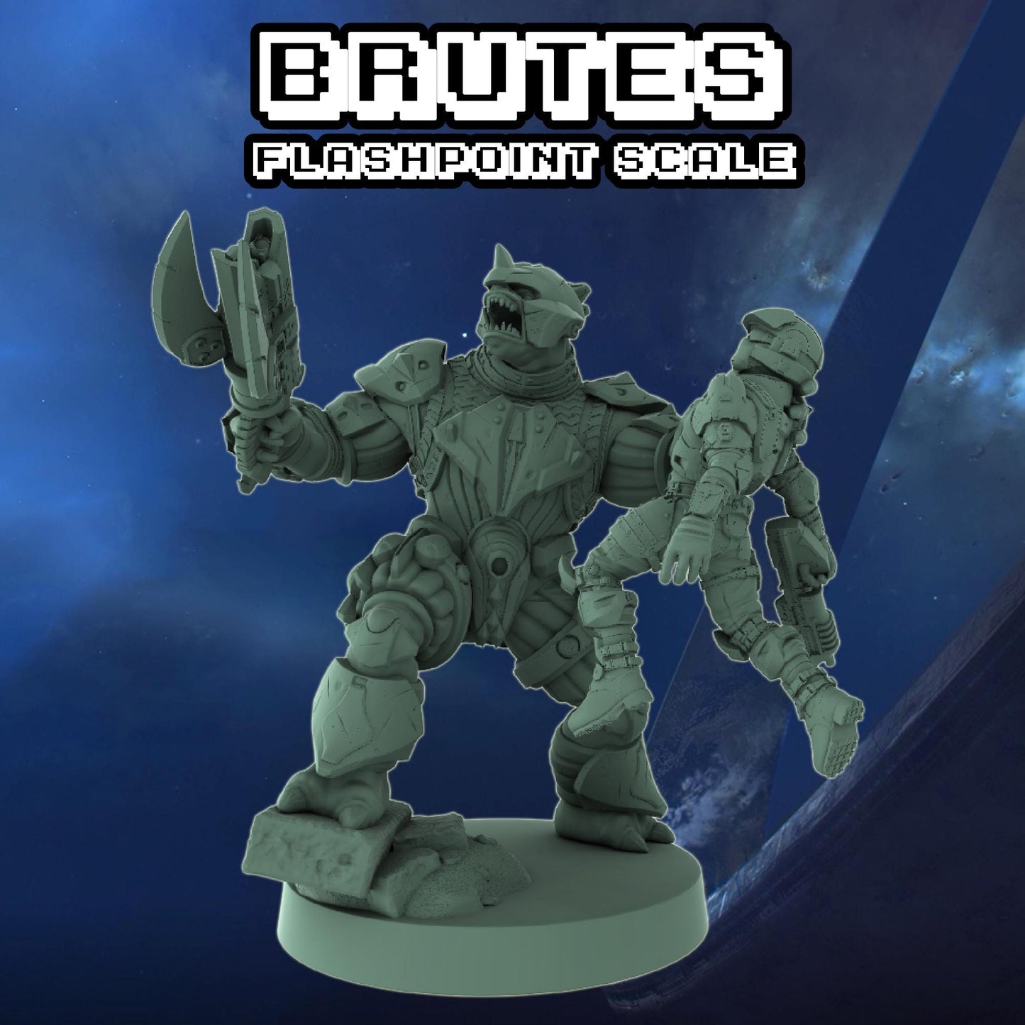 Halo Brute Covenant Miniatures 1:48 Scale Miniatures for Flashpoint and Tabletop- Galactic Armory - Sci-Fi Wargaming Figures