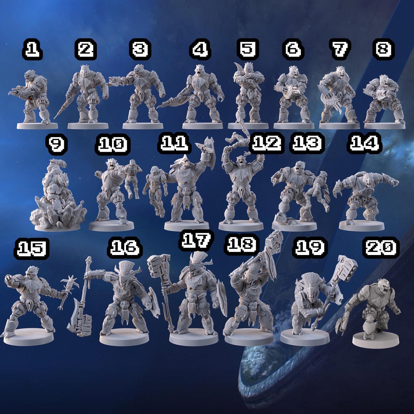 Halo Brute Covenant Miniatures 1:48 Scale Miniatures for Flashpoint and Tabletop- Galactic Armory - Sci-Fi Wargaming Figures