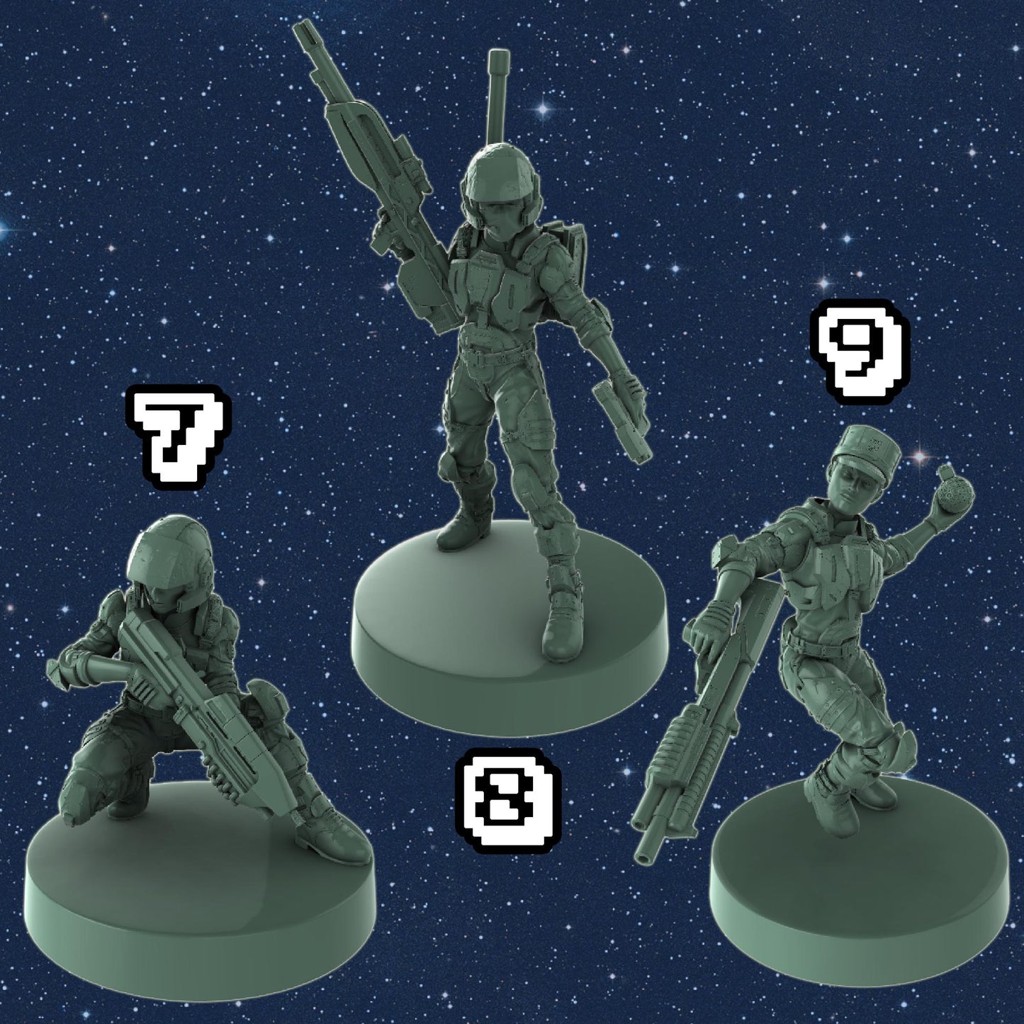 Human Marine Resin Miniatures - Galactic Armoury Sci-Fi Wargaming Figures