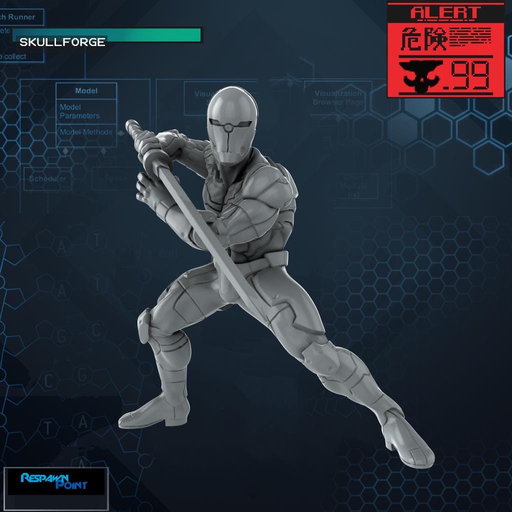 Gray Shinobi - SkullForge Studios - Tabletop Miniatures for Tactical Espionage Action - High Quality 3D Printed Resin Minis- Unpainted