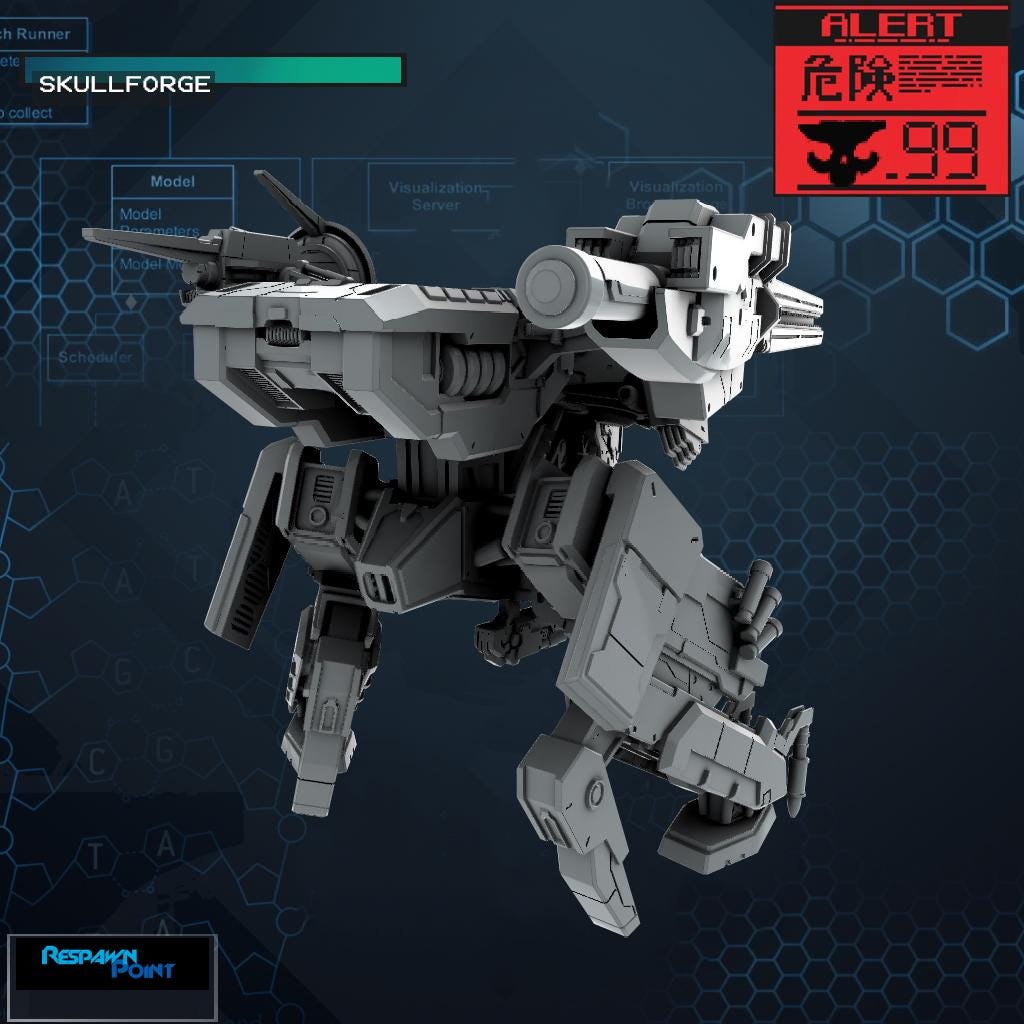 Raptor Mech - SkullForge Studios - Tabletop Miniatures for Tactical Espionage Action - High Quality 3D Printed FDM or Resin Mini- Unpainted
