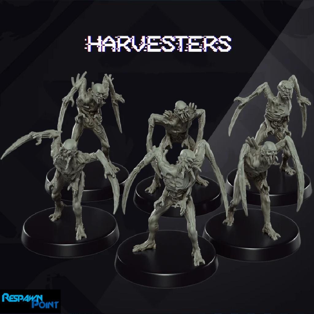 Necroid Harvesters - SkullForge Studios - Tabletop Miniatures for Sci-Fi Survival Horror - High Quality 3D Printed Minis - Unpainted