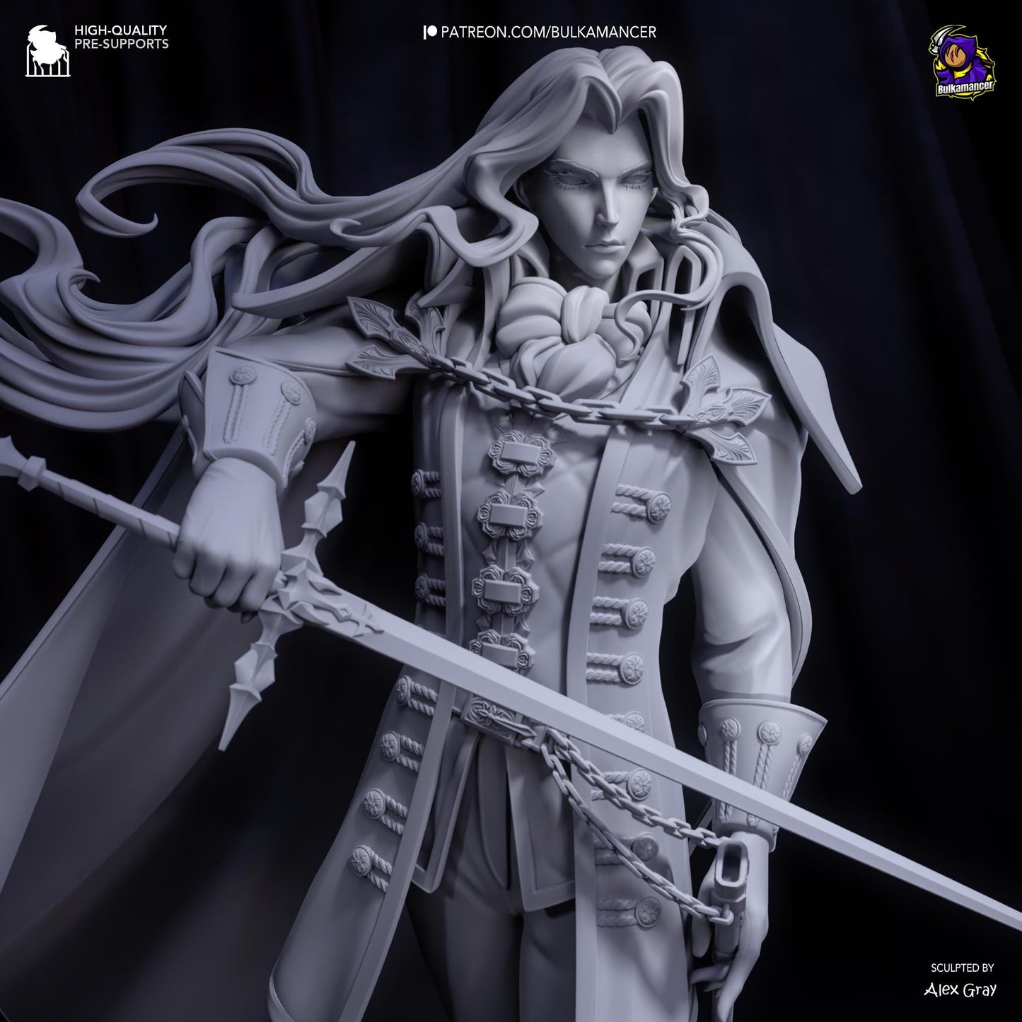 Alucard - Bulkamancer Sculpts - 1/8 Scale Statue or Mini - High Quality 3D Printed Multipart Resin Kit - Unpainted