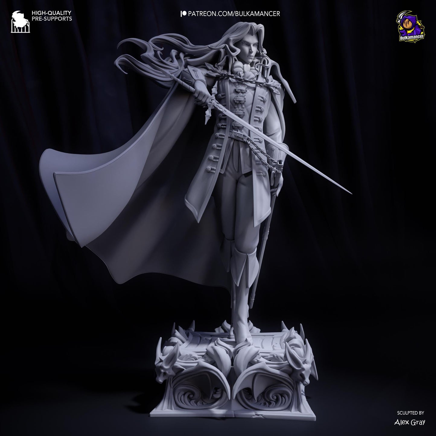 Alucard - Bulkamancer Sculpts - 1/8 Scale Statue or Mini - High Quality 3D Printed Multipart Resin Kit - Unpainted