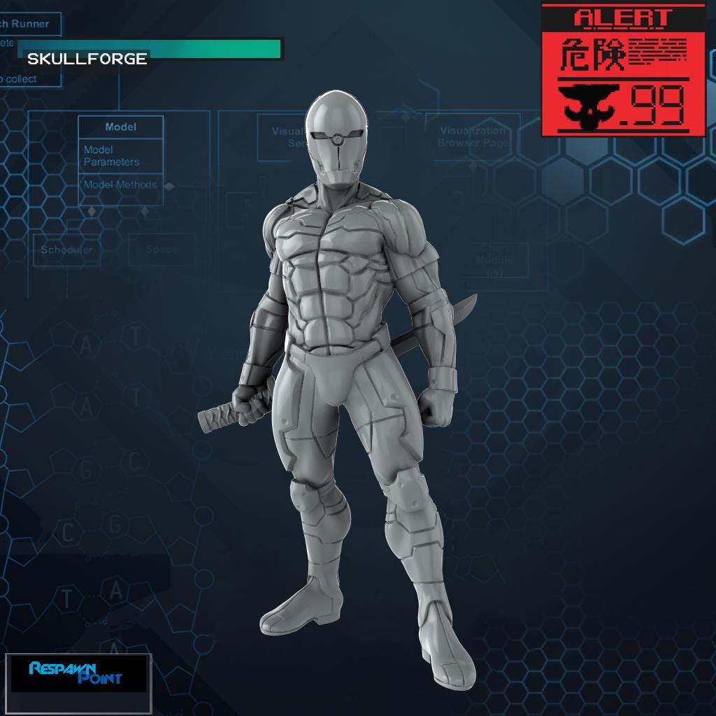 Gray Shinobi - SkullForge Studios - Tabletop Miniatures for Tactical Espionage Action - High Quality 3D Printed Resin Minis- Unpainted