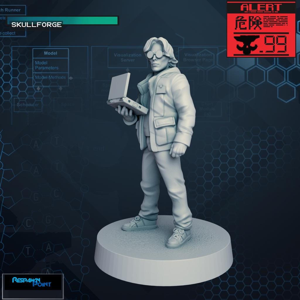 Hexagon Scientist - SkullForge Studios - Tabletop Miniatures for Tactical Espionage Action - High Quality 3D Printed Resin Minis- Unpainted