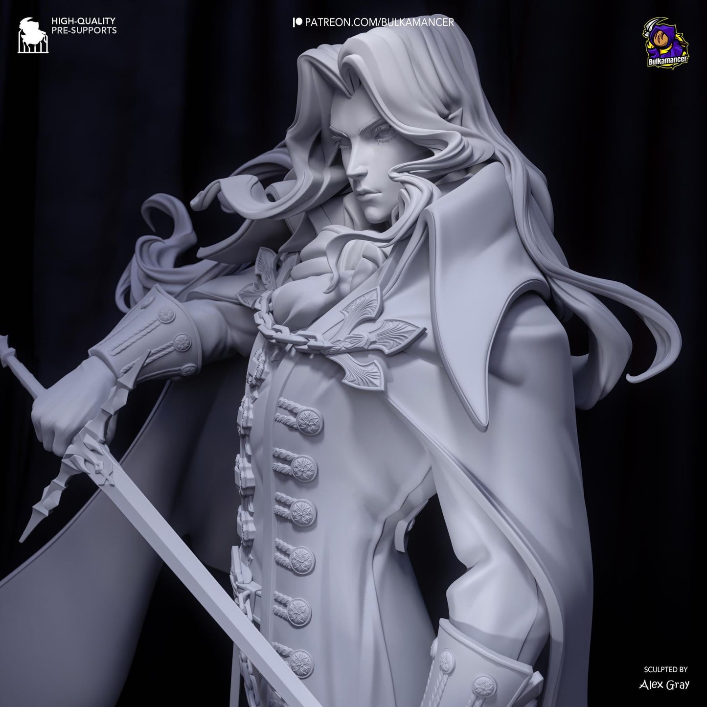 Alucard - Bulkamancer Sculpts - 1/8 Scale Statue or Mini - High Quality 3D Printed Multipart Resin Kit - Unpainted