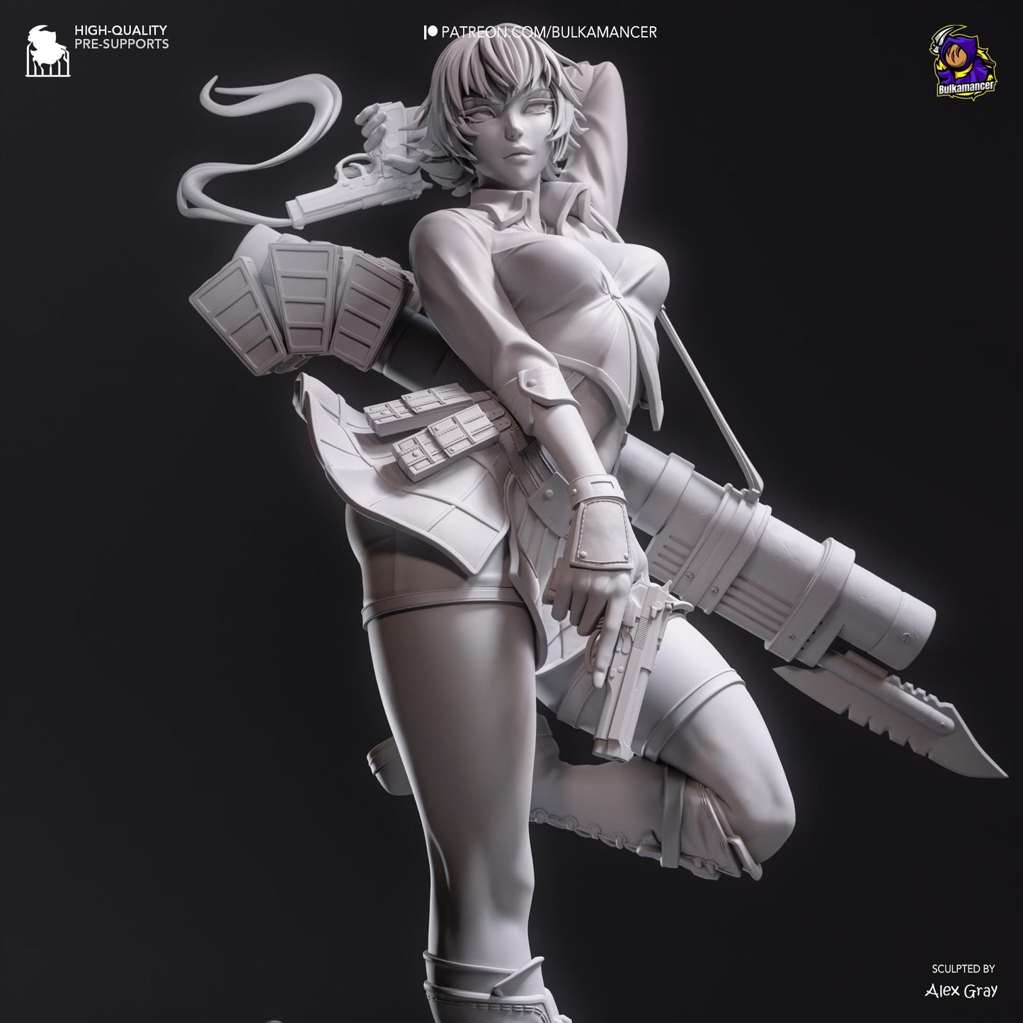 Lady (Devil May Cry 3) - Bulkamancer Sculpts - 1/8 Scale Statue - High Quality 3D Printed Multipart Resin Kit - Unpainted