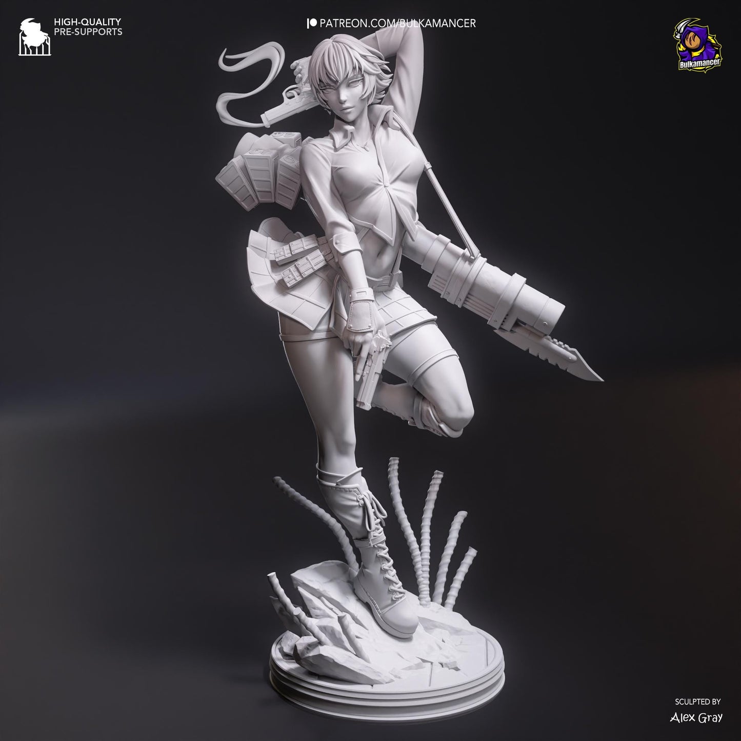 Lady (Devil May Cry 3) - Bulkamancer Sculpts - 1/8 Scale Statue - High Quality 3D Printed Multipart Resin Kit - Unpainted