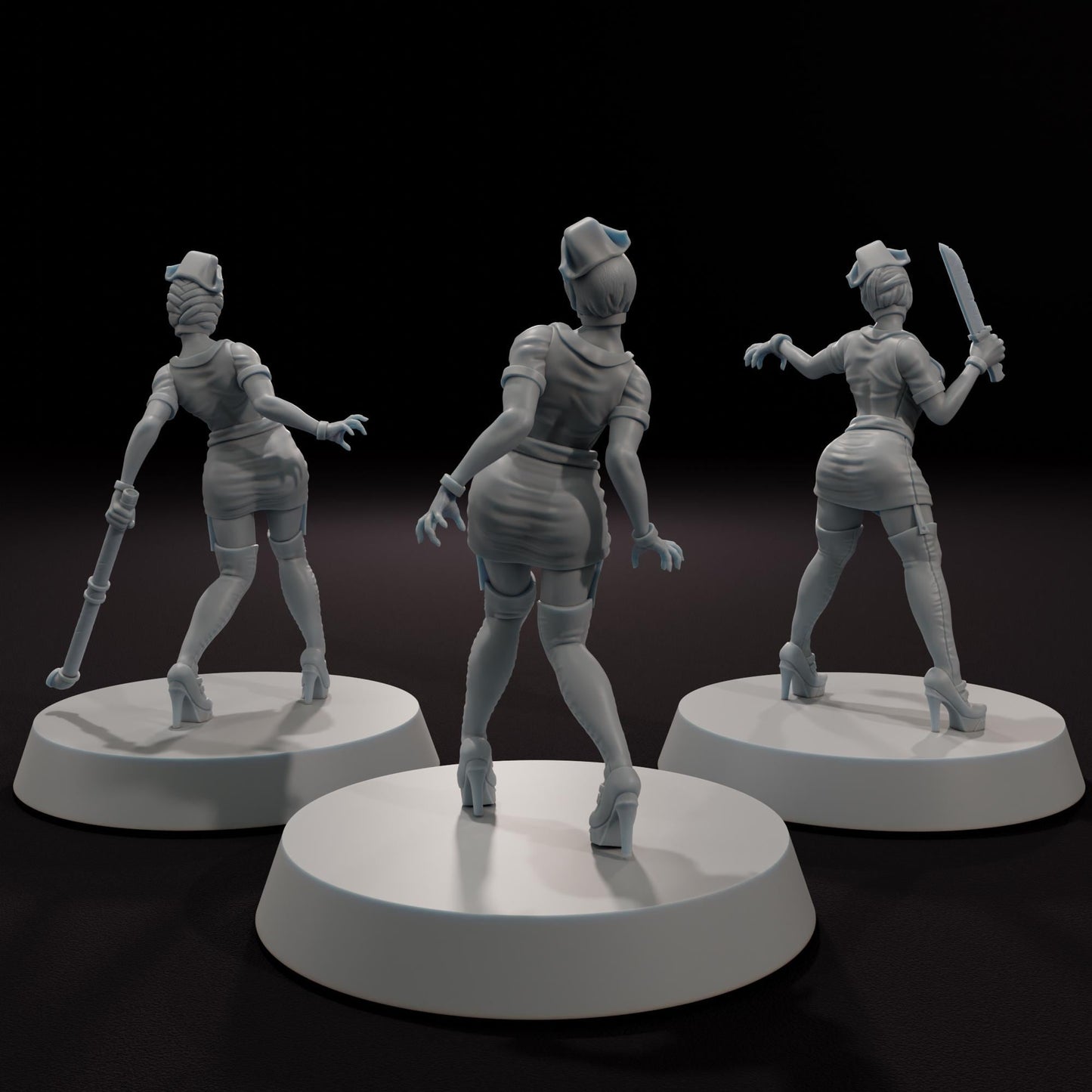 Faceless Nurses - Aftermath Studios - Horror Themed 3D Printed Resin Figures for Frostgrave, D&D, Pathfinder and Other RPG Games