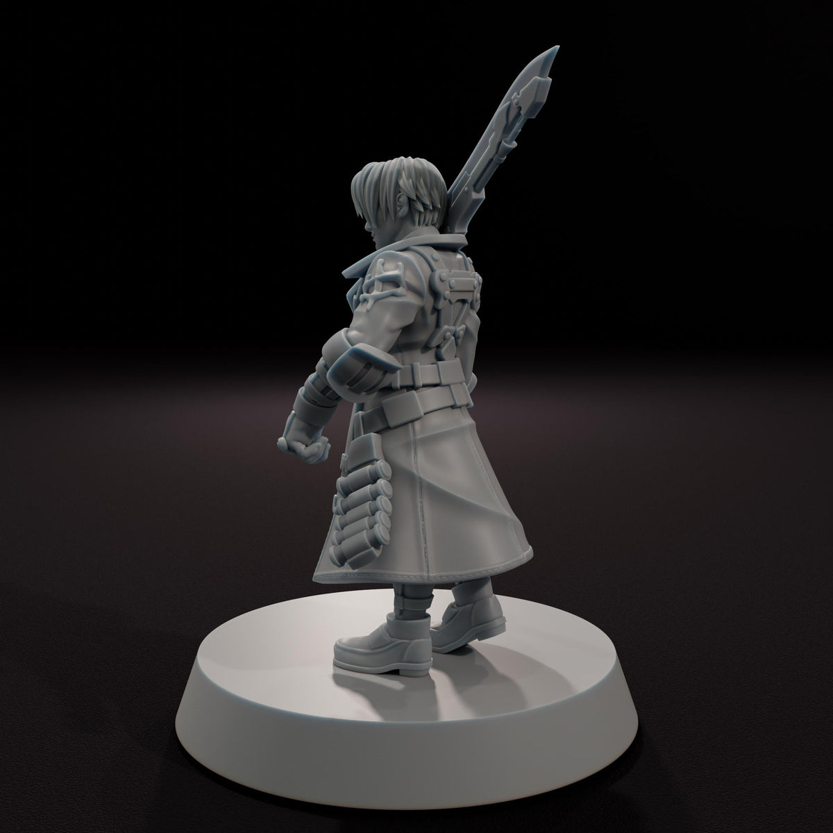 Human Gunblade Warrior - 32mm Scale Fantasy Tabletop RPG Miniature