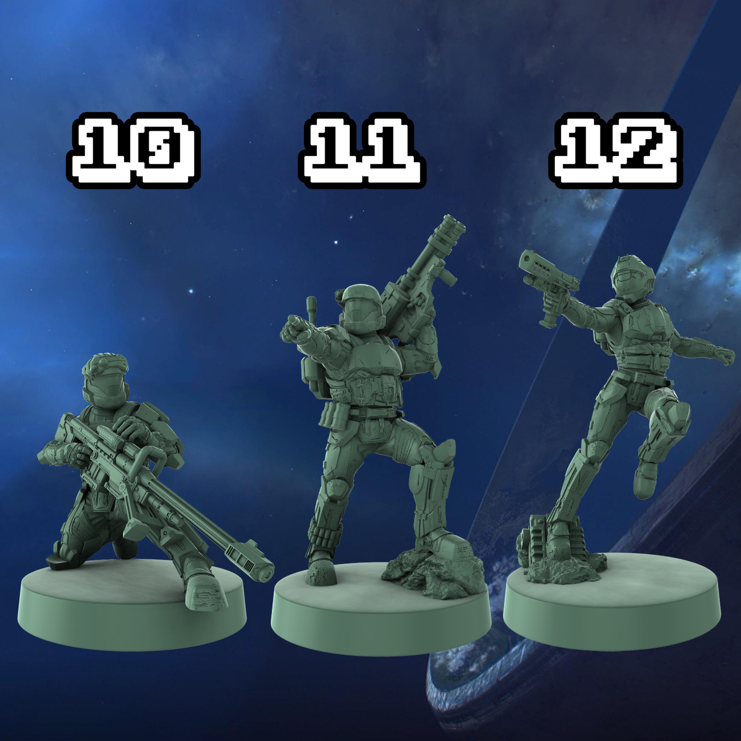 Halo ODST Helljumpers Miniatures 1:48 Scale Miniatures for Flashpoint and Tabletop- Galactic Armory - Sci-Fi Wargaming Figures