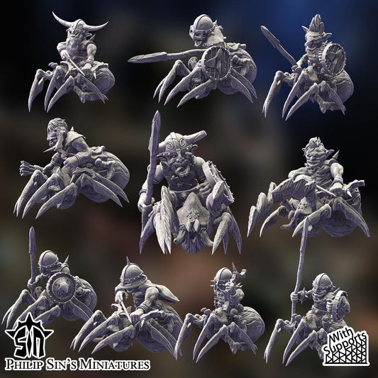 Goblin Spider Riders - 28/32mm Scale - Sin's Miniatures- Fantasy Wargaming Miniatures