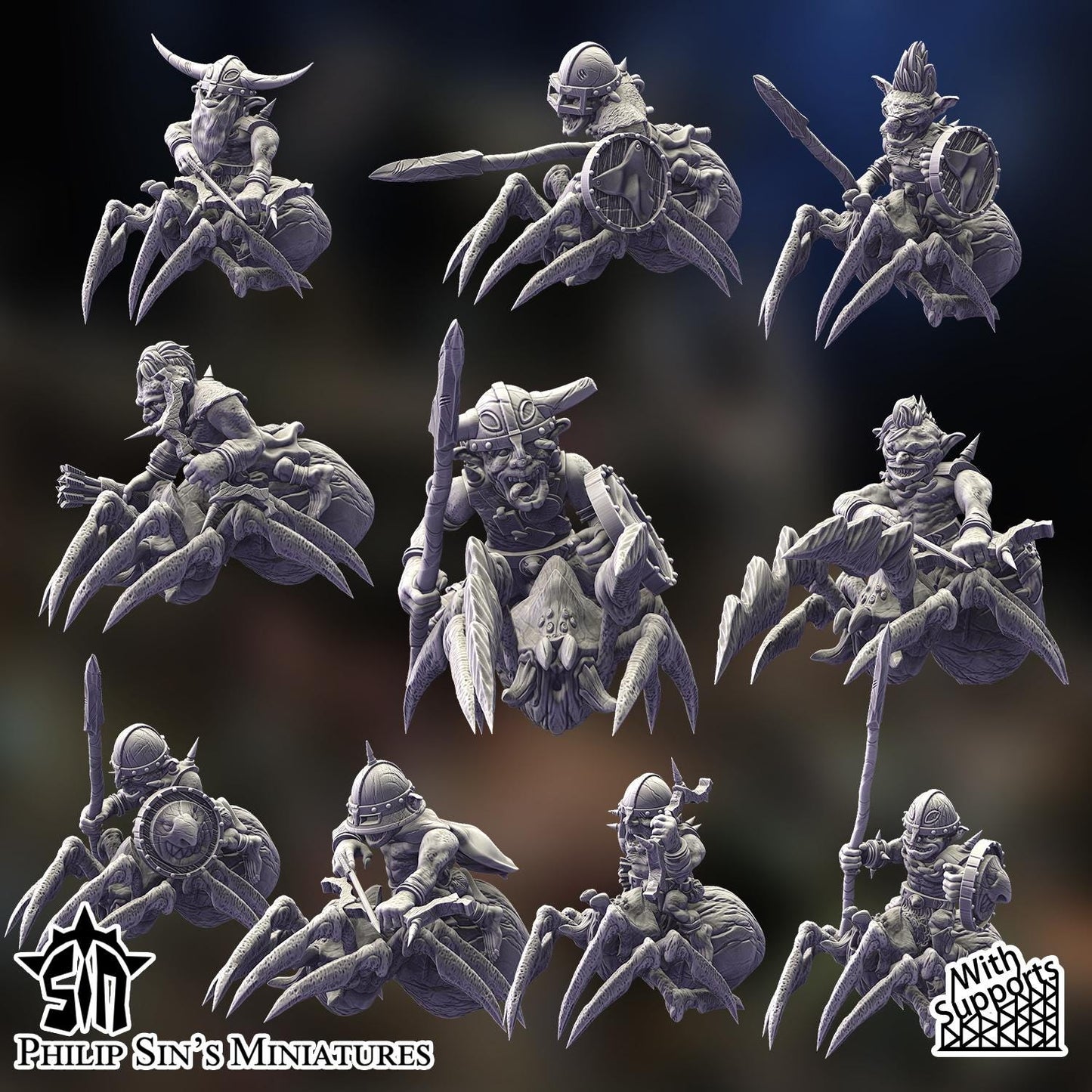 Goblin Spider Riders - Skarrtrench - 28/32mm Resin Miniatures