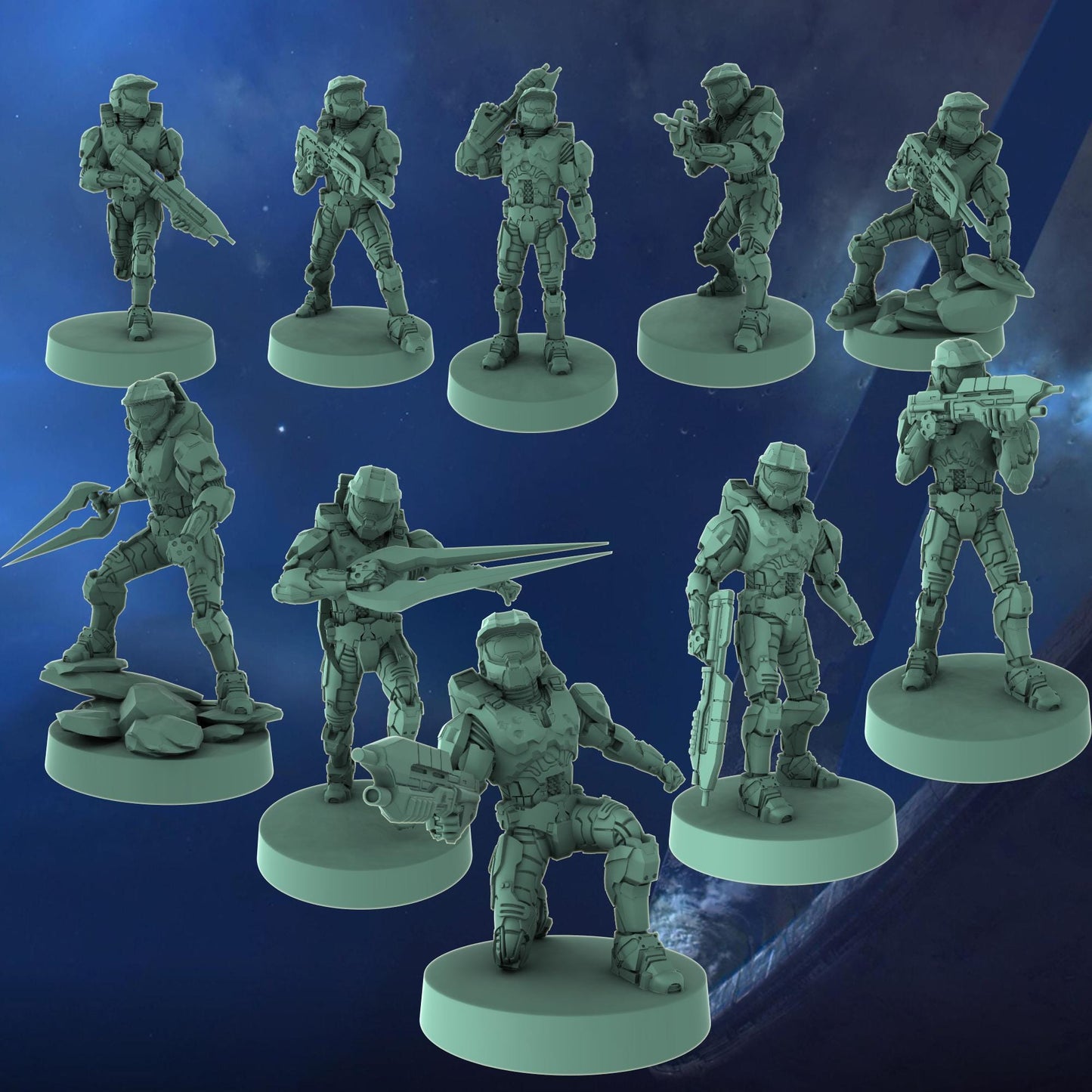 Halo Spartan Miniatures 1:48 Scale Miniatures for Flashpoint/Tabletop- Galactic Armory - Sci-Fi Wargaming Figures