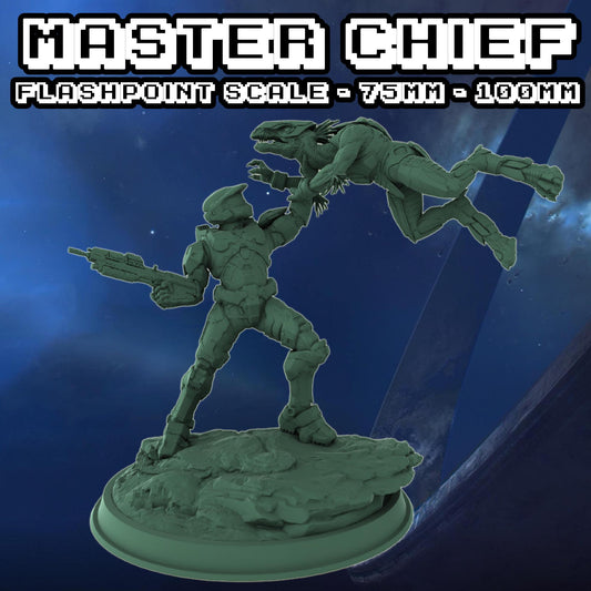 Master Chief Doom Pose Miniature for Flashpoint/Tabletop/Statue - Galactic Armory - Halo Infinite Sci-Fi Wargaming Figures