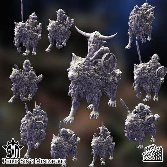 Goblin Wolf Riders for Fantasy Tabletop/RPG Gaming - 28/32mm Scale - Skarrtrench - SinsMiniatures- Fantasy Wargaming Miniatures