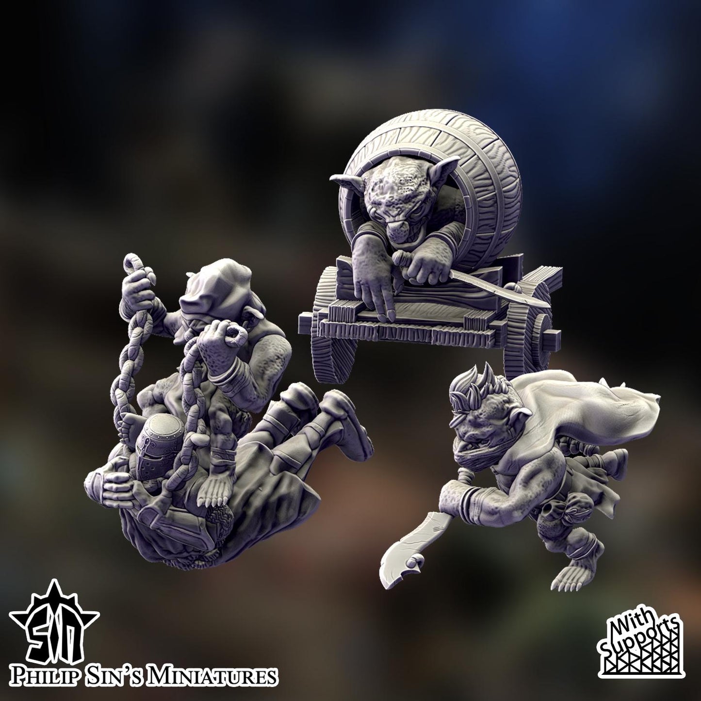 Nasty Goblin Assassins for Fantasy Tabletop/RPG Gaming - 28/32mm Scale - Skarrtrench - SinsMiniatures- Fantasy Wargaming Miniatures