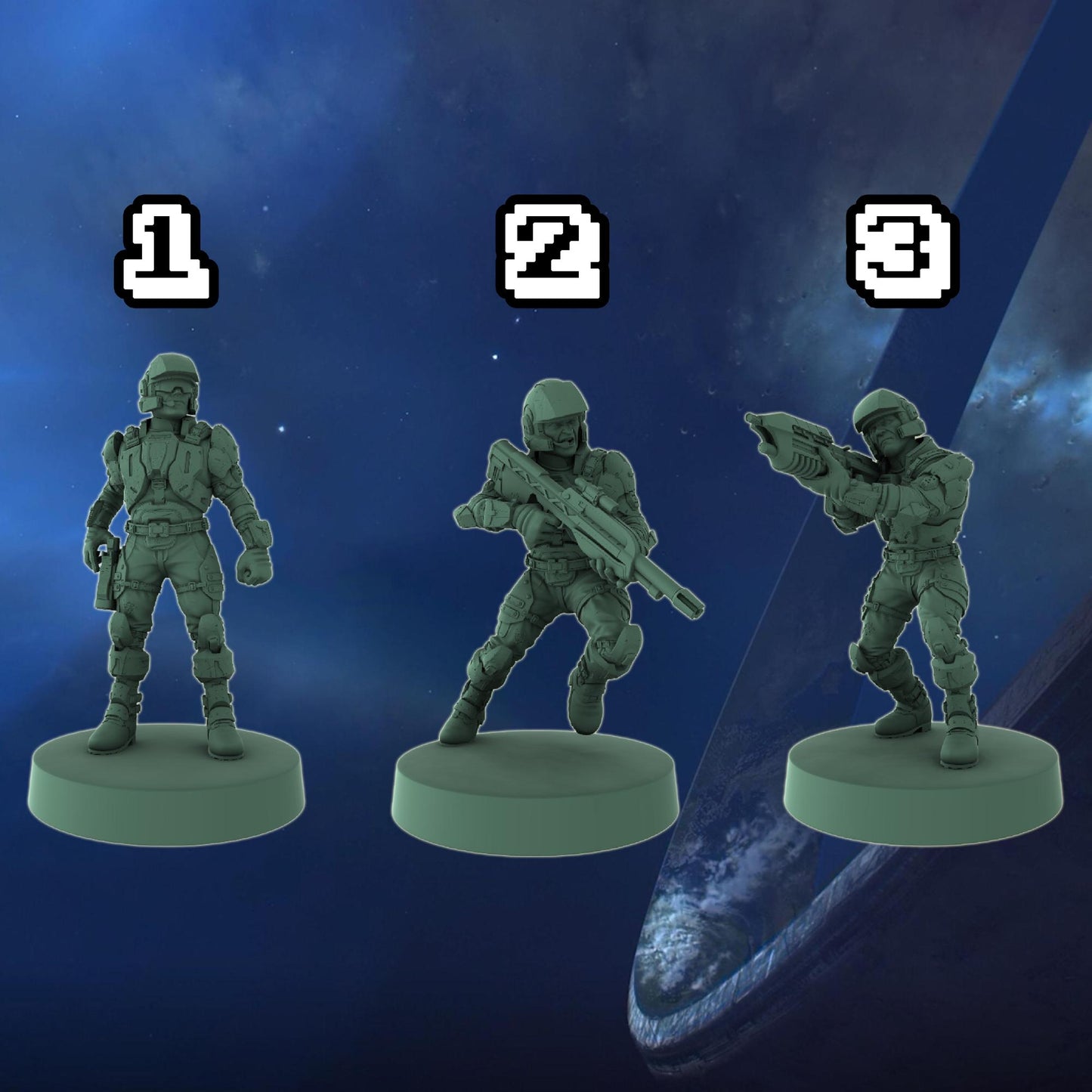 Halo UNSC Marine Miniatures 1:48 Scale Miniatures for Flashpoint and Tabletop- Galactic Armory - Sci-Fi Wargaming Figures