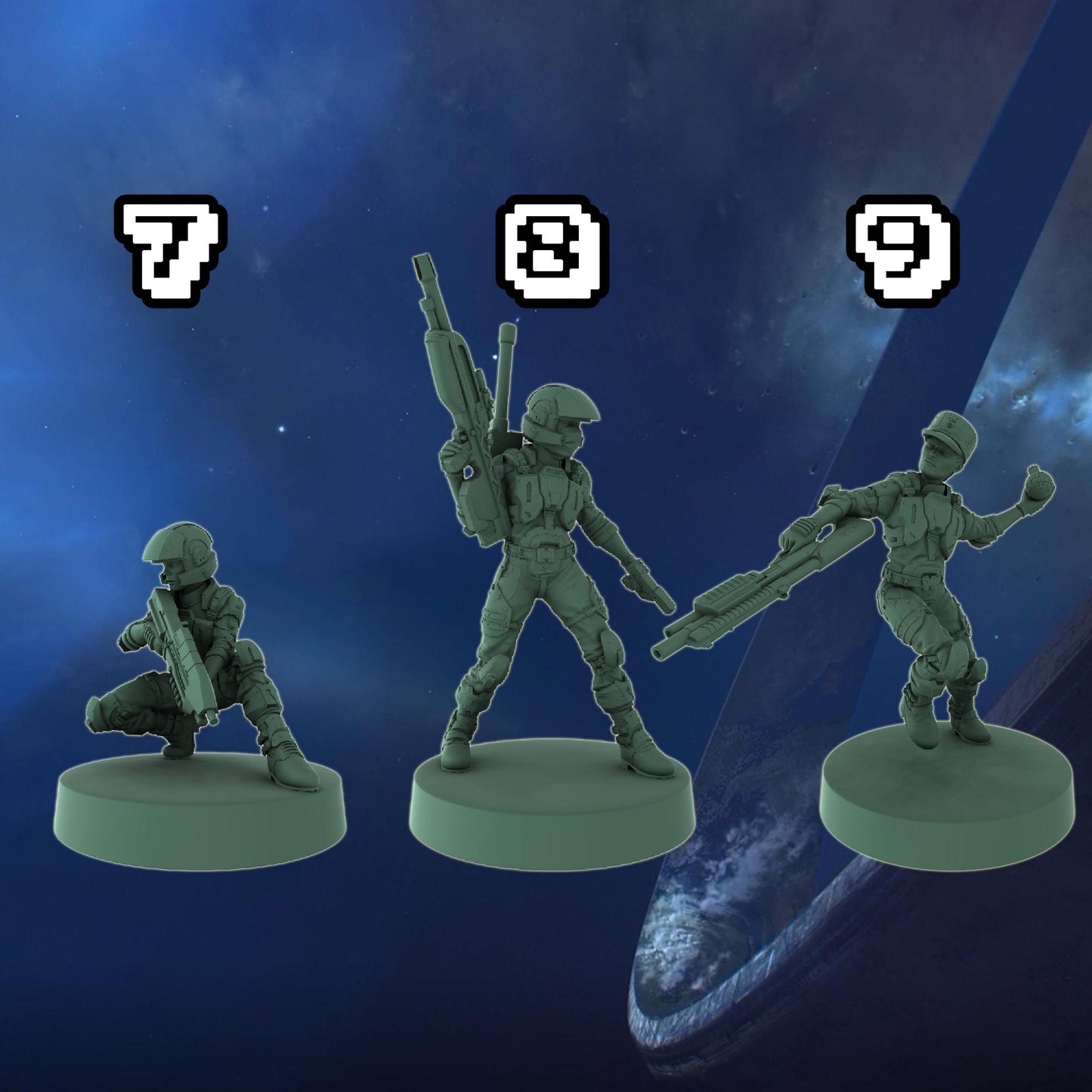Halo UNSC Marine Miniatures 1:48 Scale Miniatures for Flashpoint and Tabletop- Galactic Armory - Sci-Fi Wargaming Figures