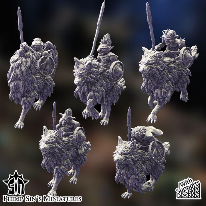 Goblin Wolf Riders for Fantasy Tabletop/RPG Gaming - 28/32mm Scale - Skarrtrench - SinsMiniatures- Fantasy Wargaming Miniatures