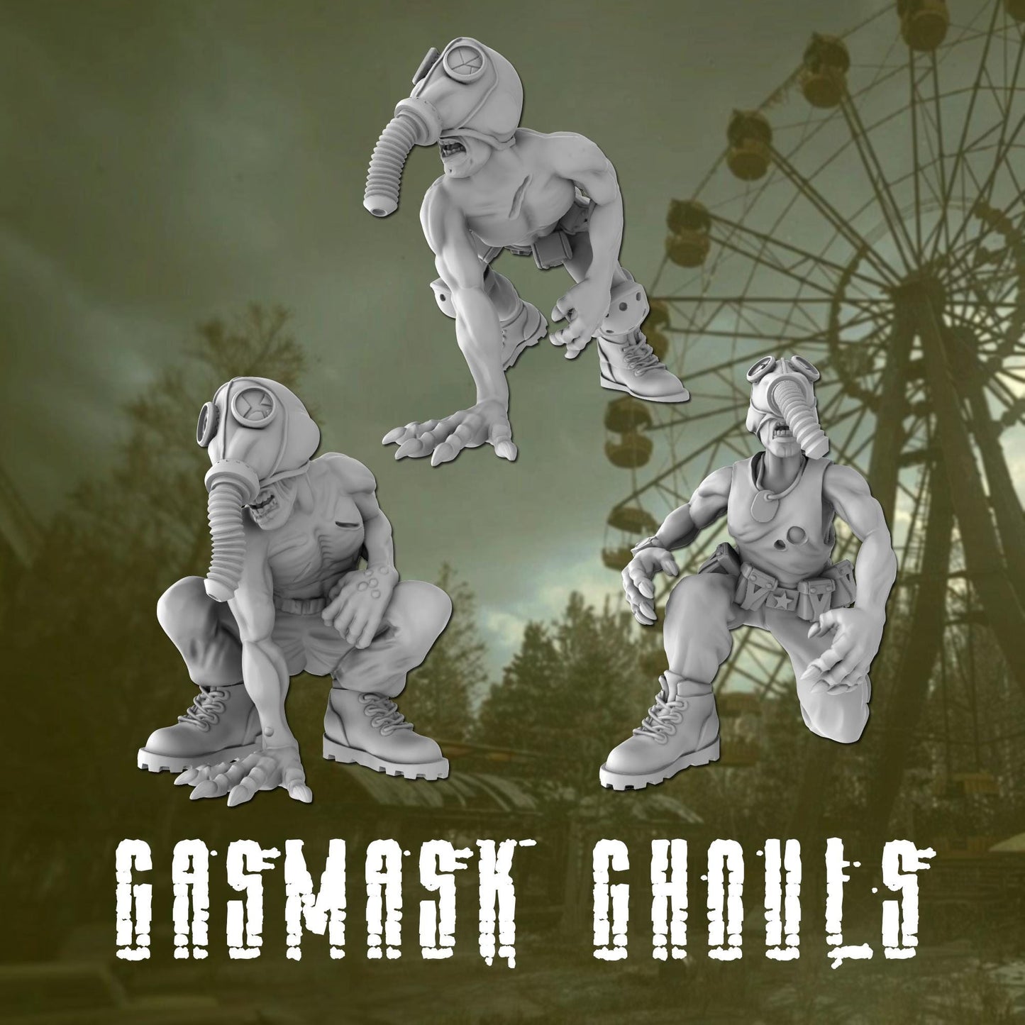 Gasmask Ghouls/Snorks - Tales from the Radiation Zone - Post Apocalyptic 28mm/32mmMiniatures for Zona Alfa/Fallout/STALKER Tabletop Gaming