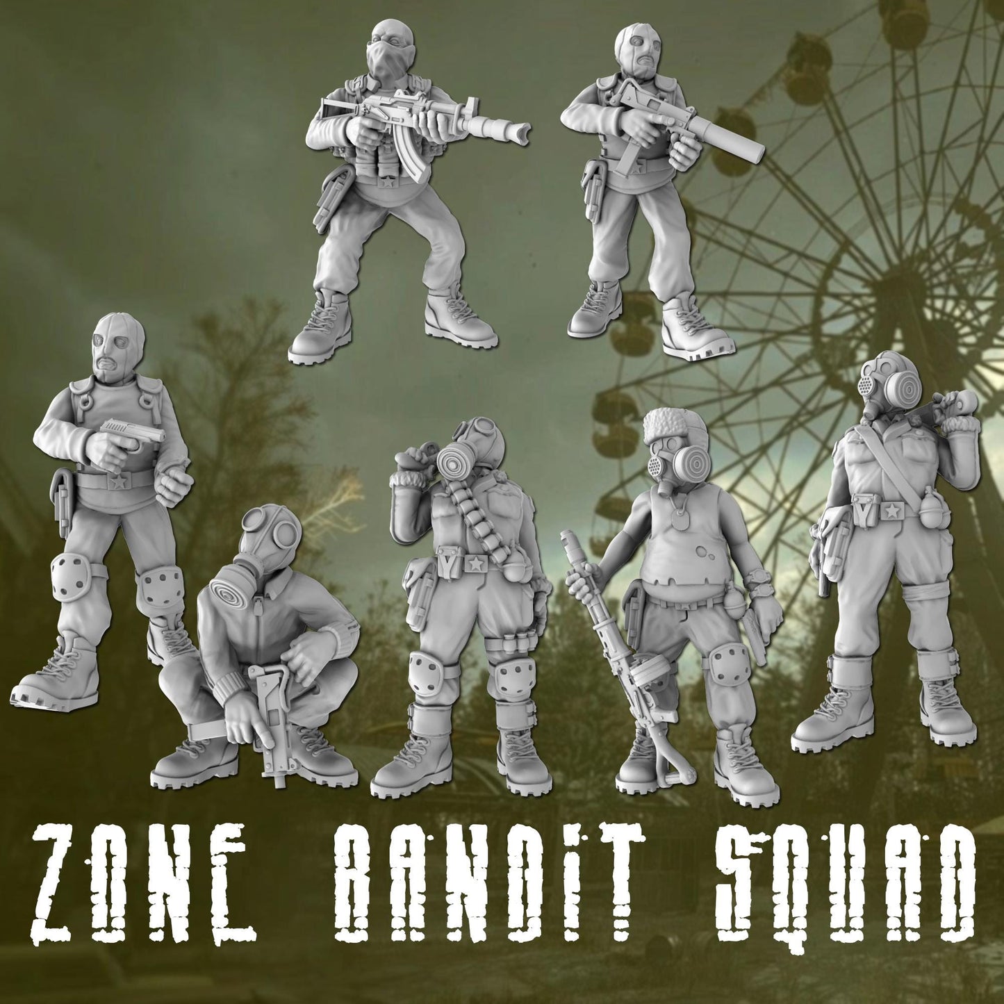 Zone Bandit Squad - Tales from the Radiation Zone - Post Apocalyptic 28mm/32mmMiniatures for Zona Alfa/Fallout/STALKER Tabletop Gaming