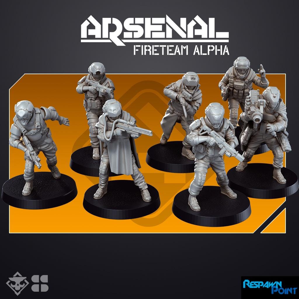 Arsenal: Fireteam Alpha - SkullForge Studios -  Tabletop Miniatures for Sci-Fi Combat - High Quality 3D Printed Minis - Unpainted