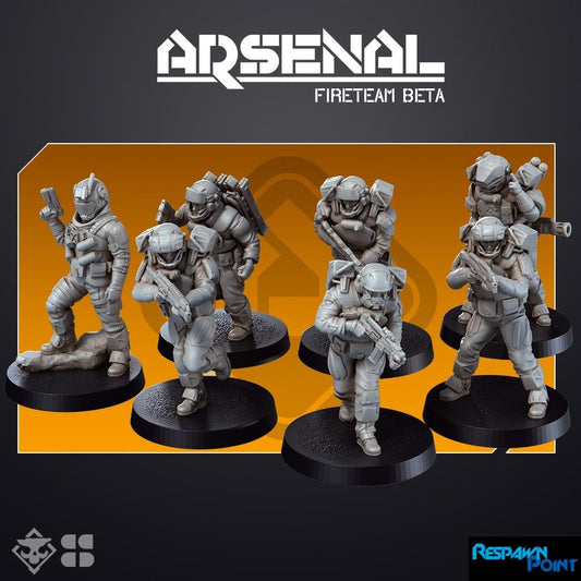 Arsenal: Fireteam Beta- SkullForge Studios -  Tabletop Miniatures for Sci-Fi Combat - High Quality 3D Printed Minis - Unpainted