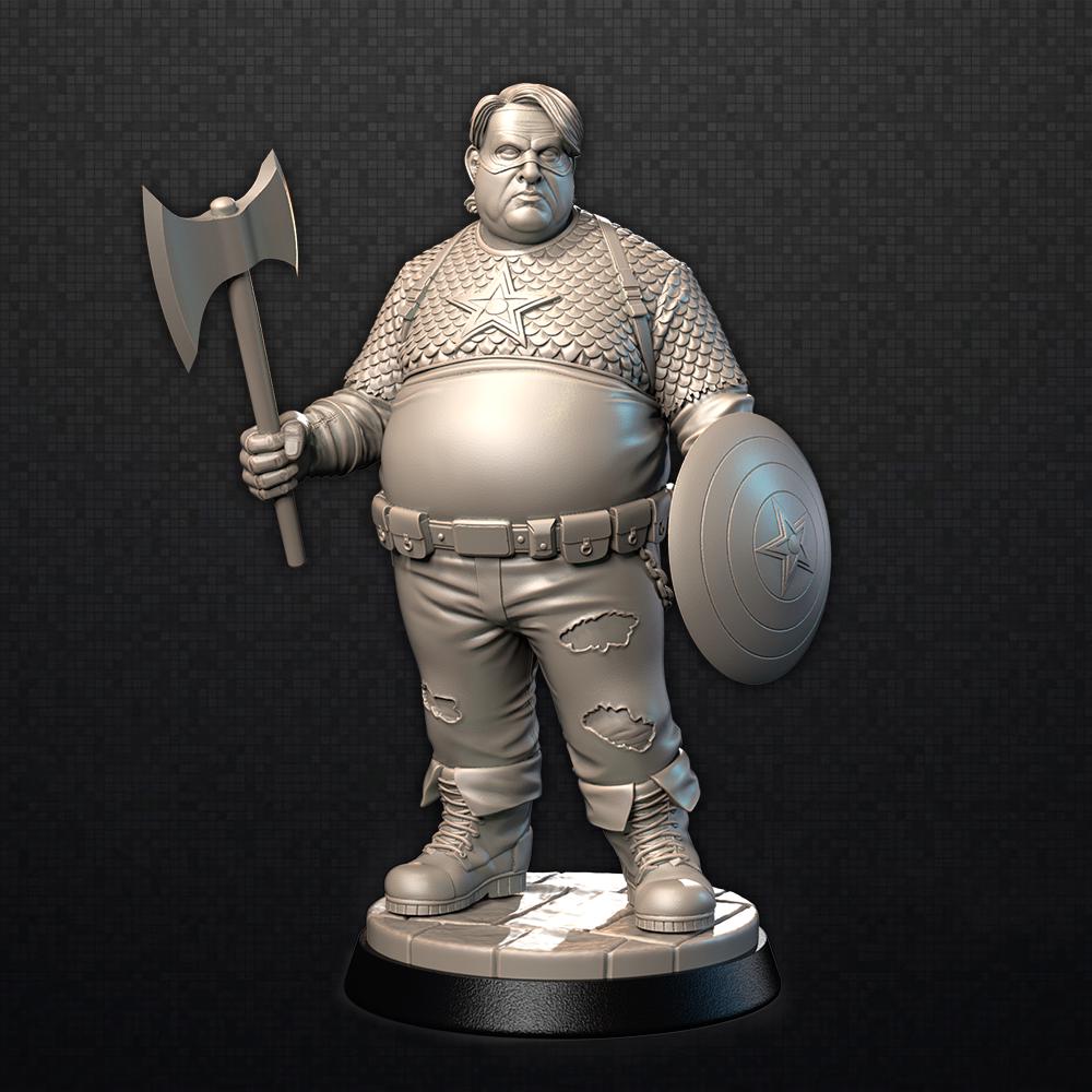 Snacktain America Zombie Miniature: 3D Printed Resin Minis for Tabletop Games