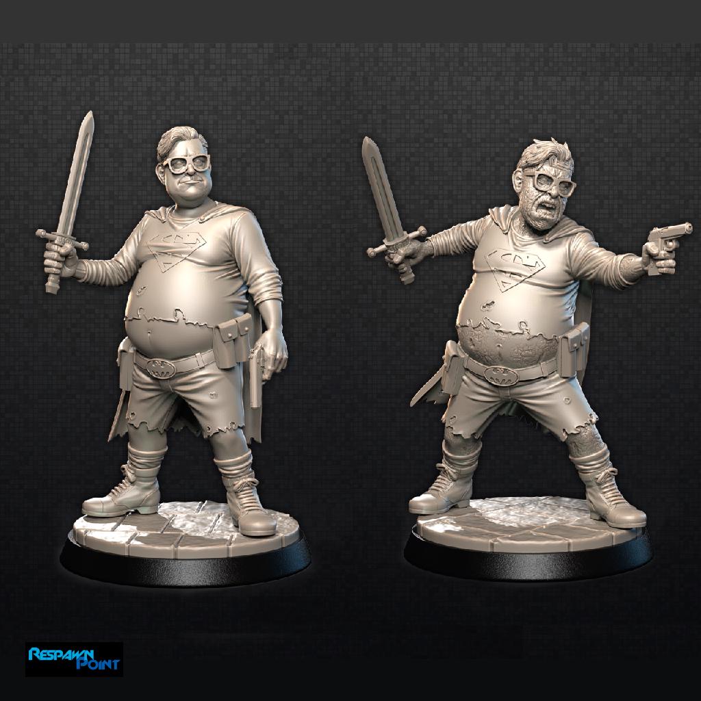 Superbelly Zombie Miniature: 3D Printed Resin Minis for Tabletop Games