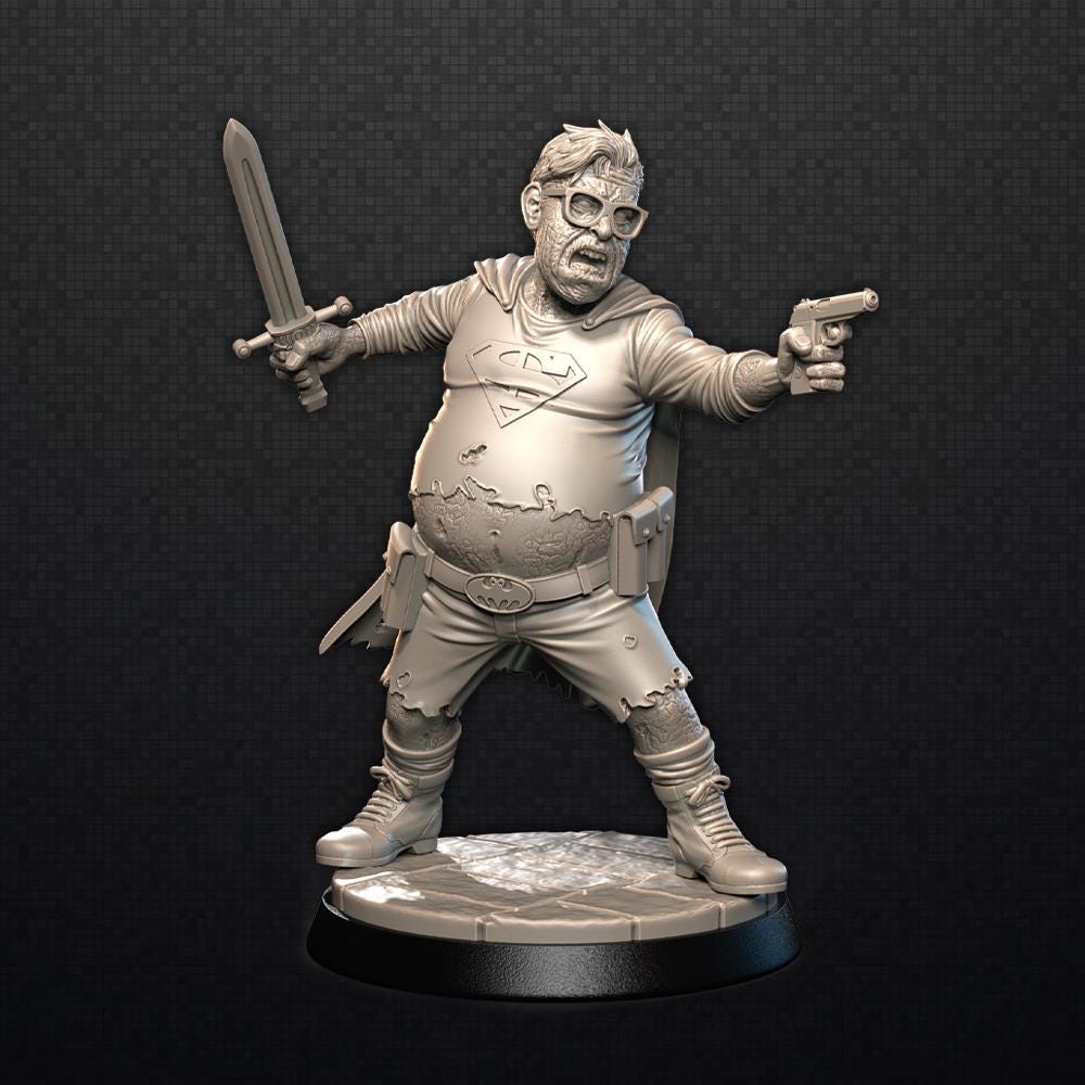 Superbelly Zombie Miniature: 3D Printed Resin Minis for Tabletop Games
