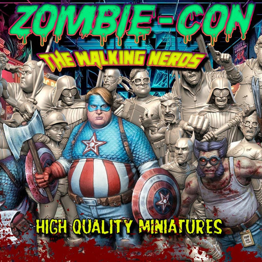 Zombie-Con: The Walking Nerds Complete Set - Tabletop Miniatures for Zombicide and Horror Games - High Quality 3D Printed Resin Minis