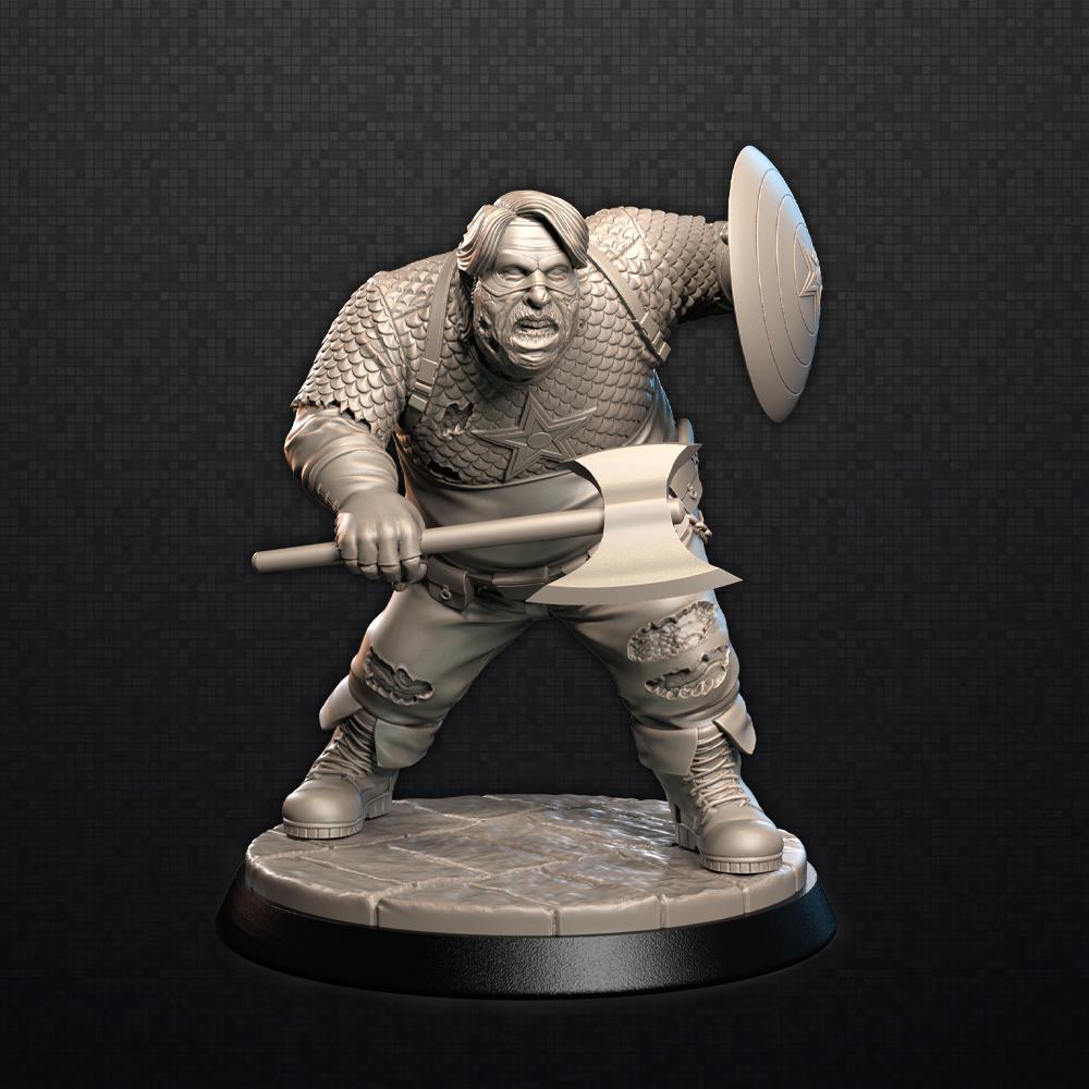 Snacktain America Zombie Miniature: 3D Printed Resin Minis for Tabletop Games