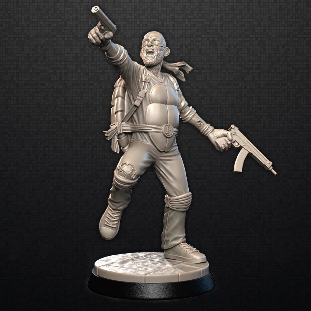 Turtleocalypse Zombie Miniature: 3D Printed Resin Minis for Tabletop Games