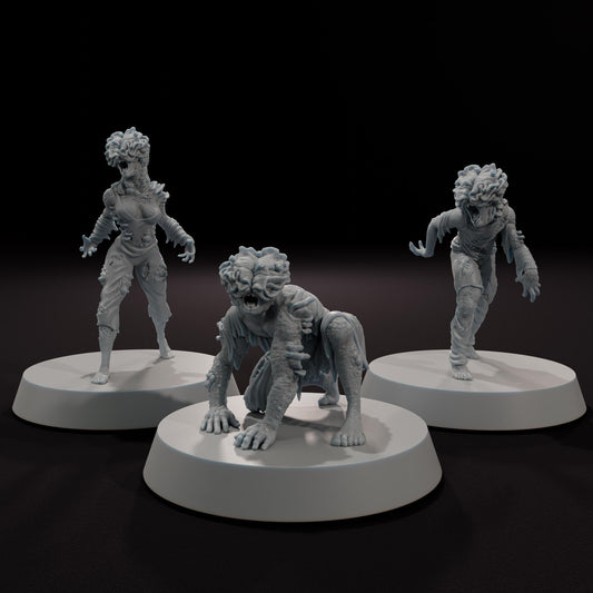 Infected Clickers Enemy Pack - Aftermath Studios - Post-Apocalyptic 3D Printed Resin Figures for STALKER, Fallout, Zona Alfa