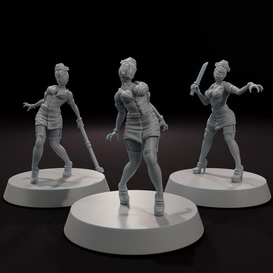 Faceless Nurses - Aftermath Studios - Post-Apocalyptic Horror Miniatures