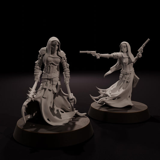 Nuns - Wraith Pilgrims - Tabletop Miniatures ideal for Trench Crusade - High Quality Unpainted 3D Printed Minis