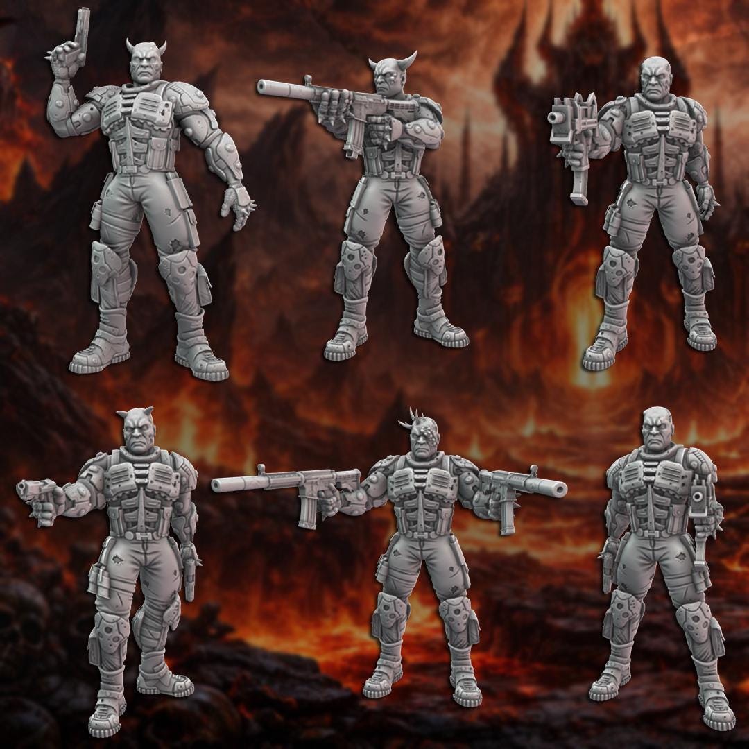 Damned Soliders Squad - Zamrodaen Cyberfiends - Sci-Fi Tabletop Miniatures