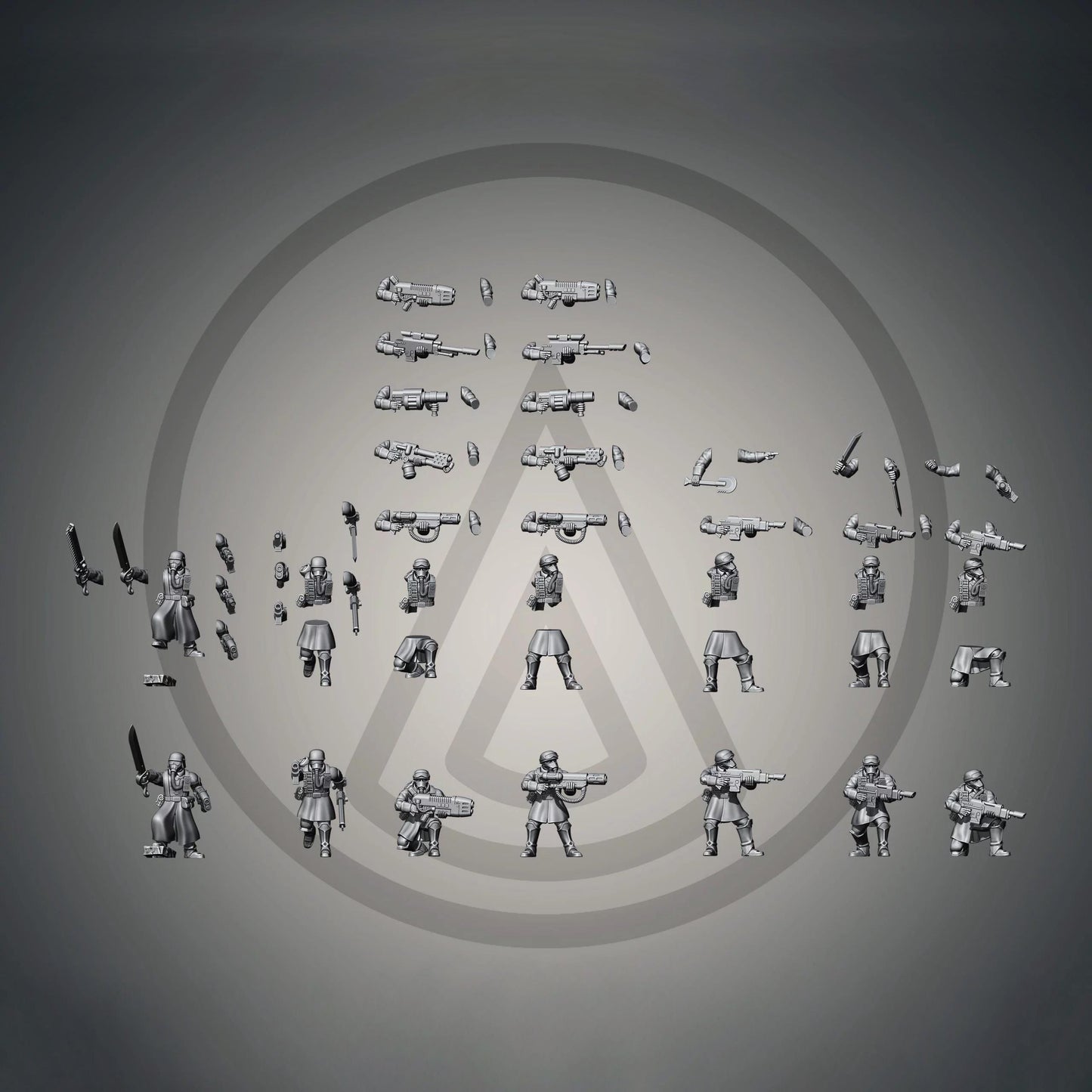Deuterium Soldiers Multipart Kit - ProxyBrewer - Grimdark Sci-Fi Tabletop Miniatures