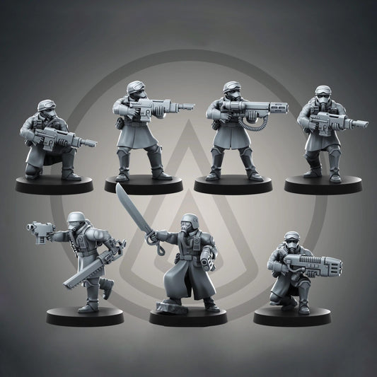 Deuterium Soldiers Multipart Kit - ProxyBrewer - Grimdark Sci-Fi Tabletop Miniatures