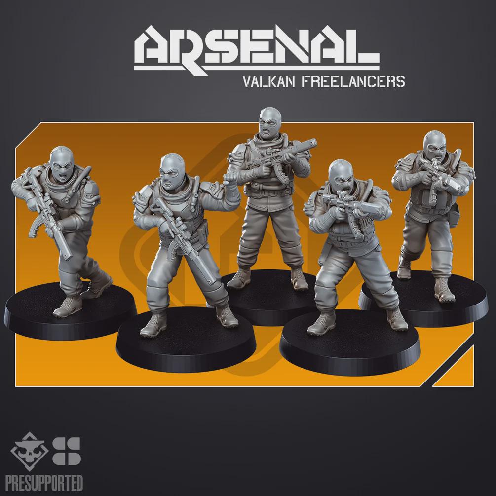 Arsenal Valkan Freelancers - SkullForge Studios - Sci-Fi Tabletop Miniatures