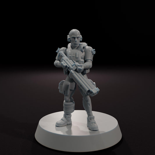 Samsara Medic Mercenary Frame - Multiple Poses - SkullForge Studios - Sci-Fi Tabletop Miniatures
