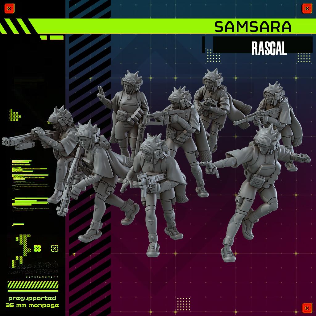 Samsara Rascal Mercenary Frame - Multiple Poses - SkullForge Studios - Sci-Fi Tabletop Miniatures