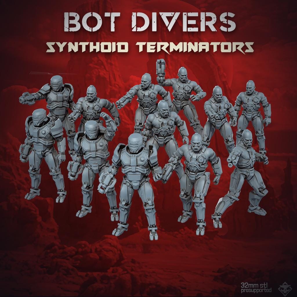 Bot Divers Synthoid Terminators - SkullForge Studios - Tabletop Miniatures